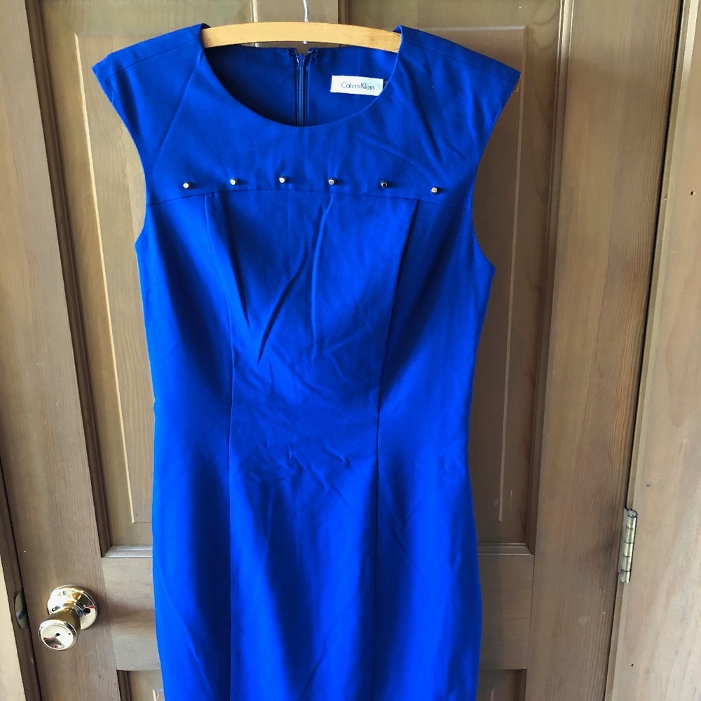 Calvin Klein blue dress with gold studs